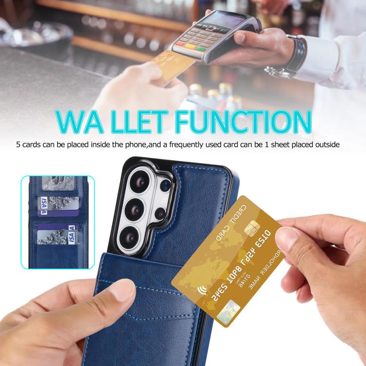 For Samsung Galaxy S26 Ultra 5G Solid Color Card Slots Bracket PU Phone Case