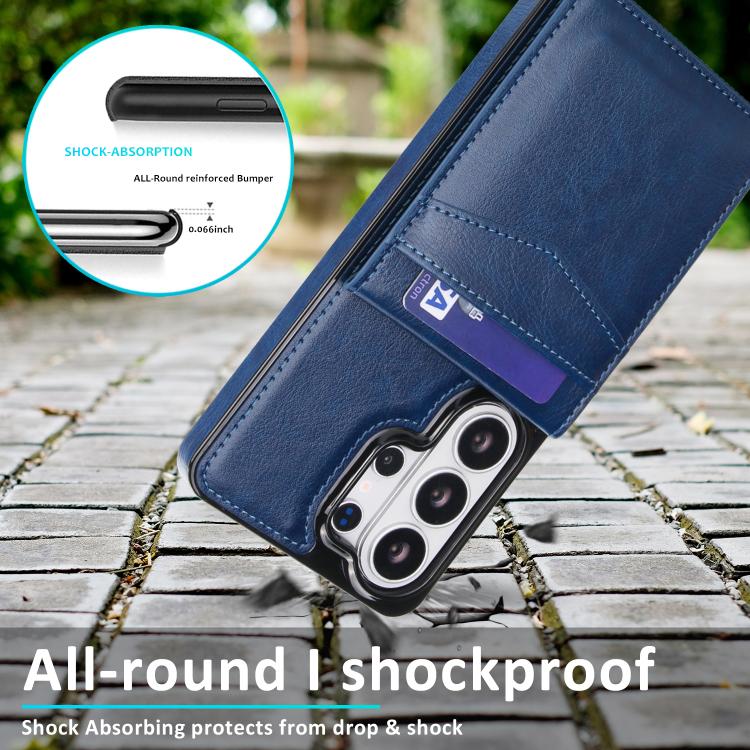 For Samsung Galaxy S26 Ultra 5G Solid Color Card Slots Bracket PU Phone Case