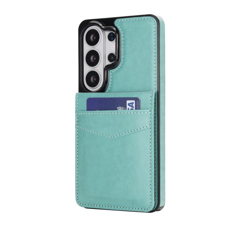 For Samsung Galaxy S26 Ultra 5G Solid Color Card Slots Bracket PU Phone Case