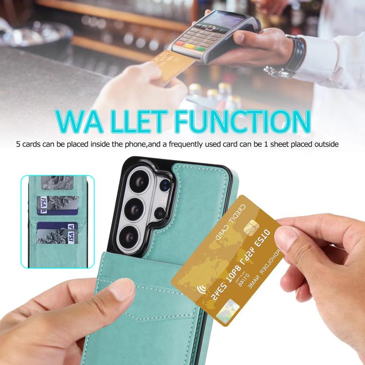 For Samsung Galaxy S26 Ultra 5G Solid Color Card Slots Bracket PU Phone Case