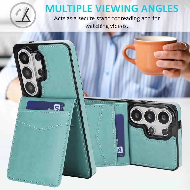 For Samsung Galaxy S26 Ultra 5G Solid Color Card Slots Bracket PU Phone Case