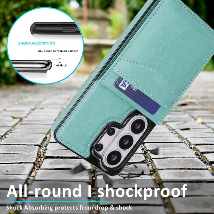 For Samsung Galaxy S26 Ultra 5G Solid Color Card Slots Bracket PU Phone Case