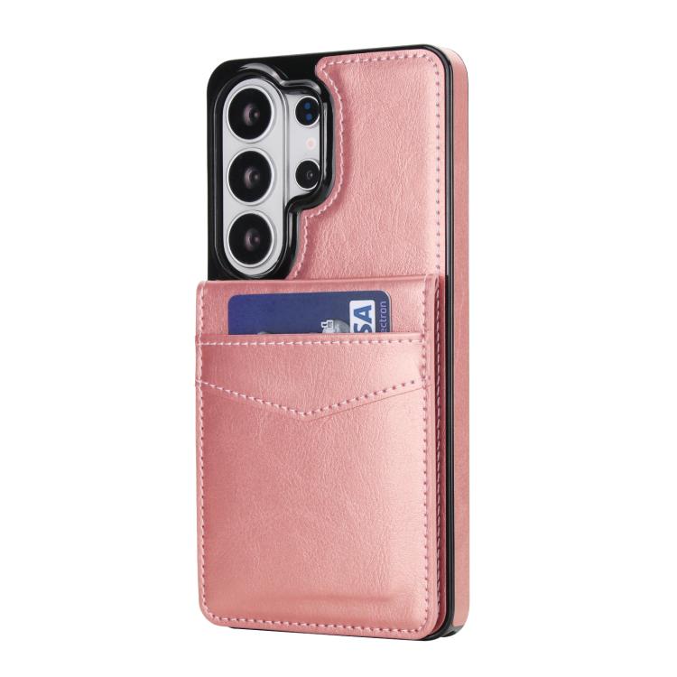 For Samsung Galaxy S26 Ultra 5G Solid Color Card Slots Bracket PU Phone Case