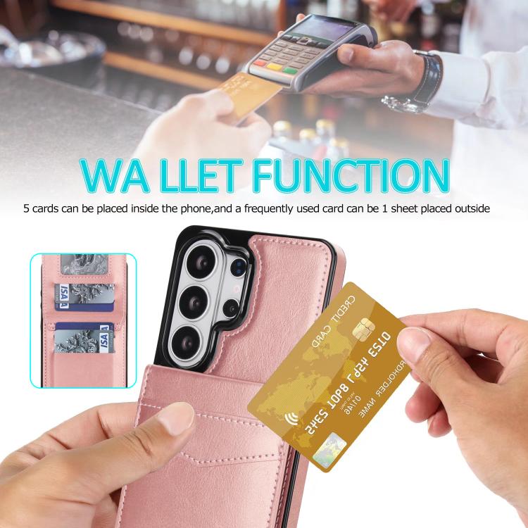 For Samsung Galaxy S26 Ultra 5G Solid Color Card Slots Bracket PU Phone Case