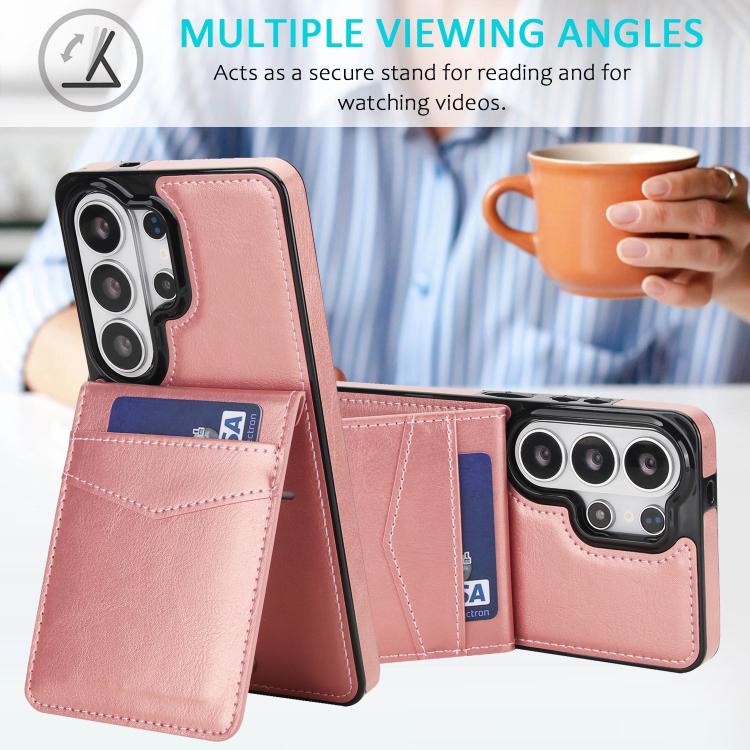 For Samsung Galaxy S26 Ultra 5G Solid Color Card Slots Bracket PU Phone Case