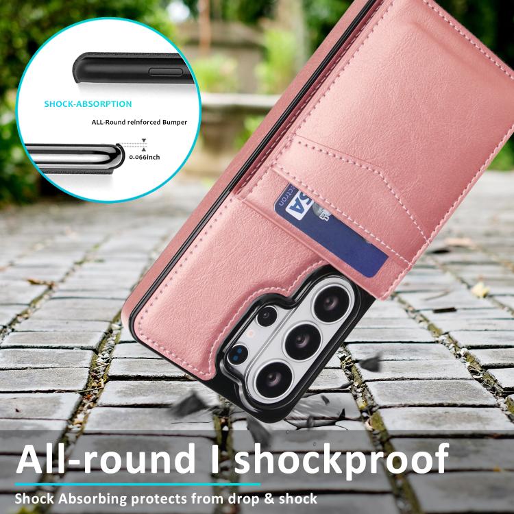 For Samsung Galaxy S26 Ultra 5G Solid Color Card Slots Bracket PU Phone Case