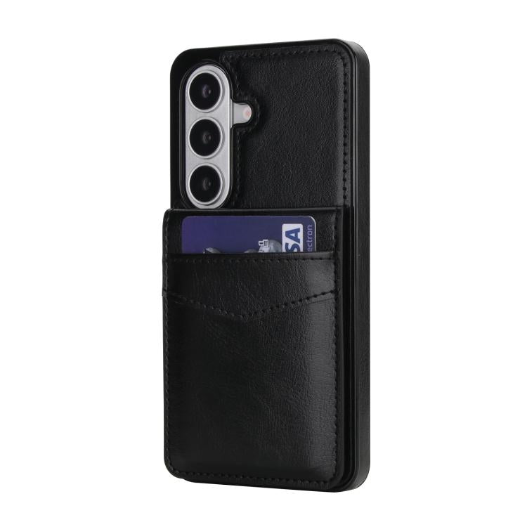 For Samsung Galaxy S26 5G Solid Color Card Slots Bracket PU Phone Case