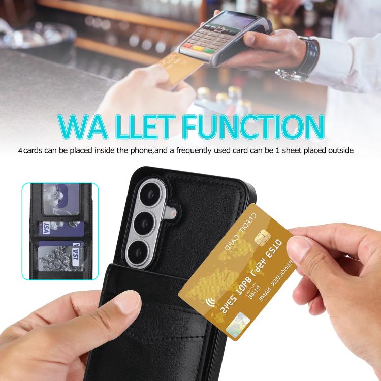 For Samsung Galaxy S26 5G Solid Color Card Slots Bracket PU Phone Case
