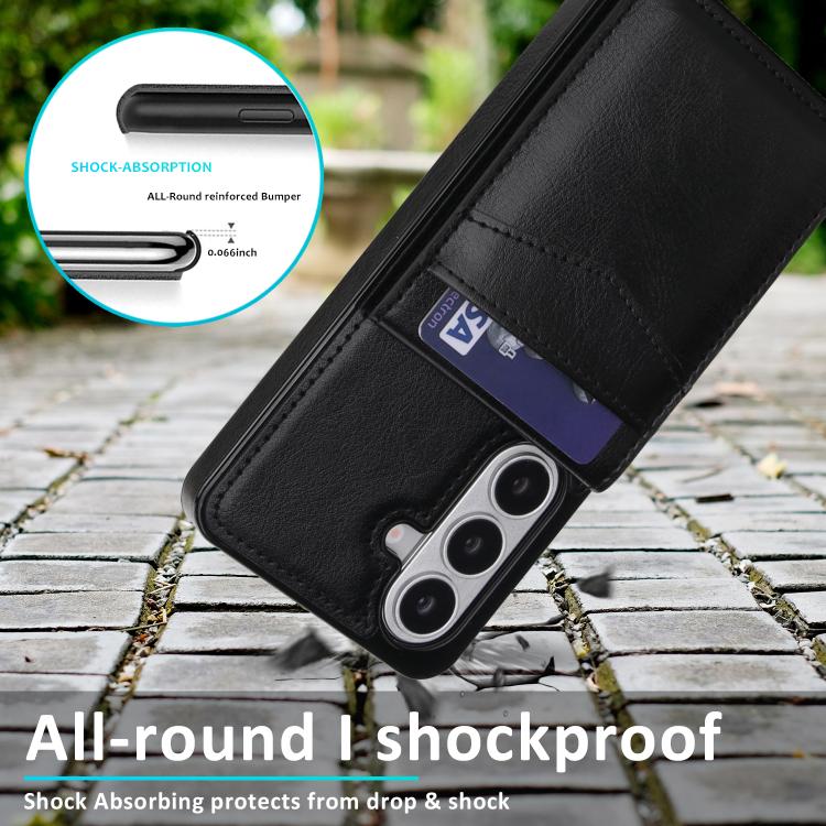 For Samsung Galaxy S26 5G Solid Color Card Slots Bracket PU Phone Case