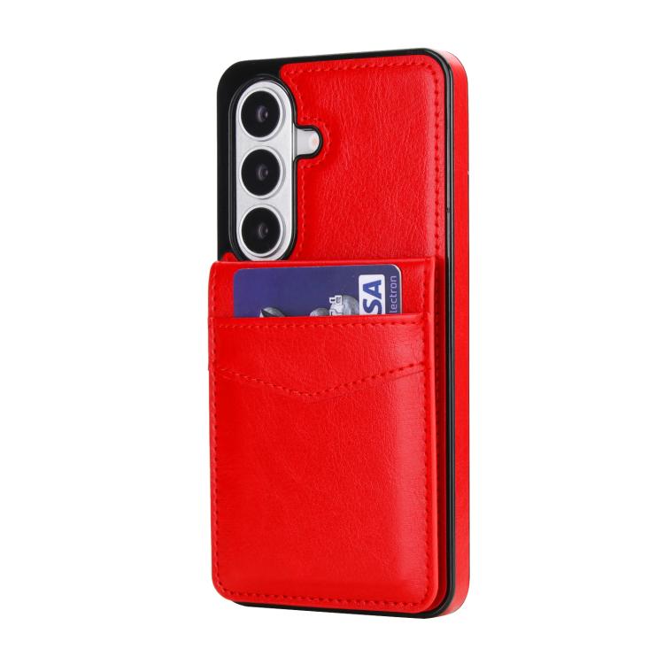For Samsung Galaxy S26 5G Solid Color Card Slots Bracket PU Phone Case