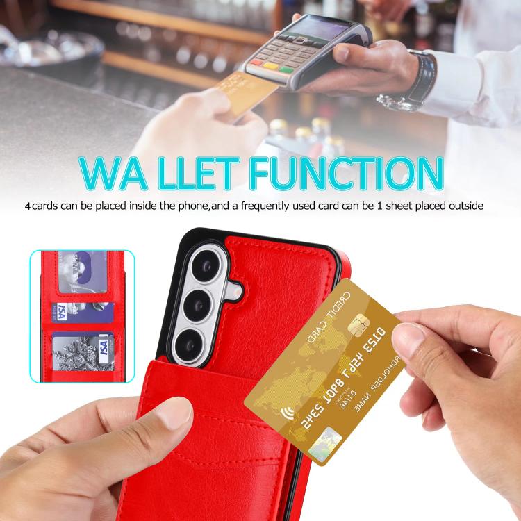 For Samsung Galaxy S26 5G Solid Color Card Slots Bracket PU Phone Case