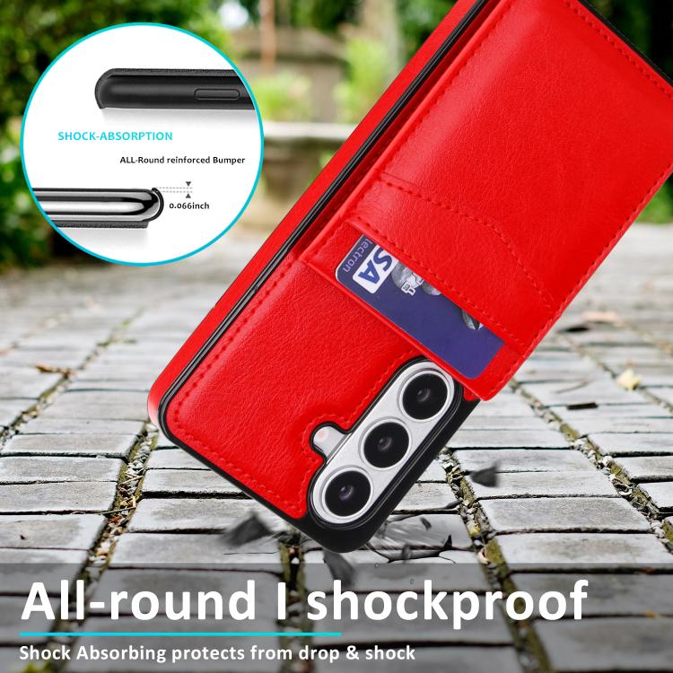 For Samsung Galaxy S26 5G Solid Color Card Slots Bracket PU Phone Case