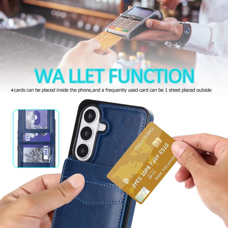 For Samsung Galaxy S26 5G Solid Color Card Slots Bracket PU Phone Case