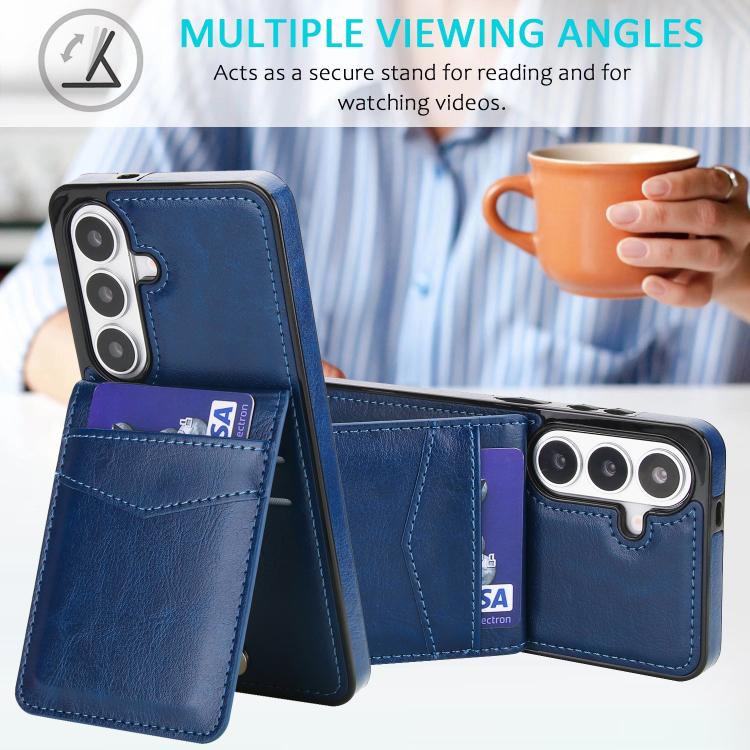 For Samsung Galaxy S26 5G Solid Color Card Slots Bracket PU Phone Case