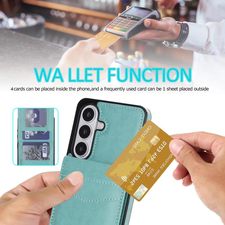 For Samsung Galaxy S26 5G Solid Color Card Slots Bracket PU Phone Case