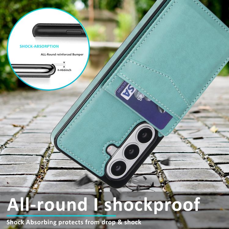 For Samsung Galaxy S26 5G Solid Color Card Slots Bracket PU Phone Case