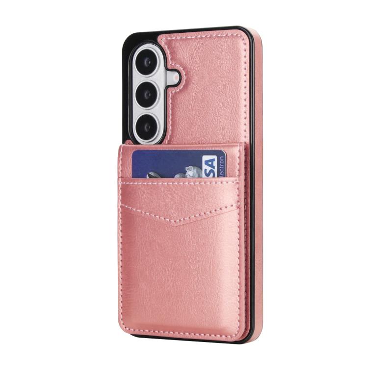 For Samsung Galaxy S26 5G Solid Color Card Slots Bracket PU Phone Case