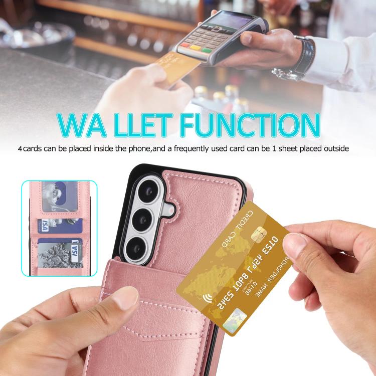 For Samsung Galaxy S26 5G Solid Color Card Slots Bracket PU Phone Case
