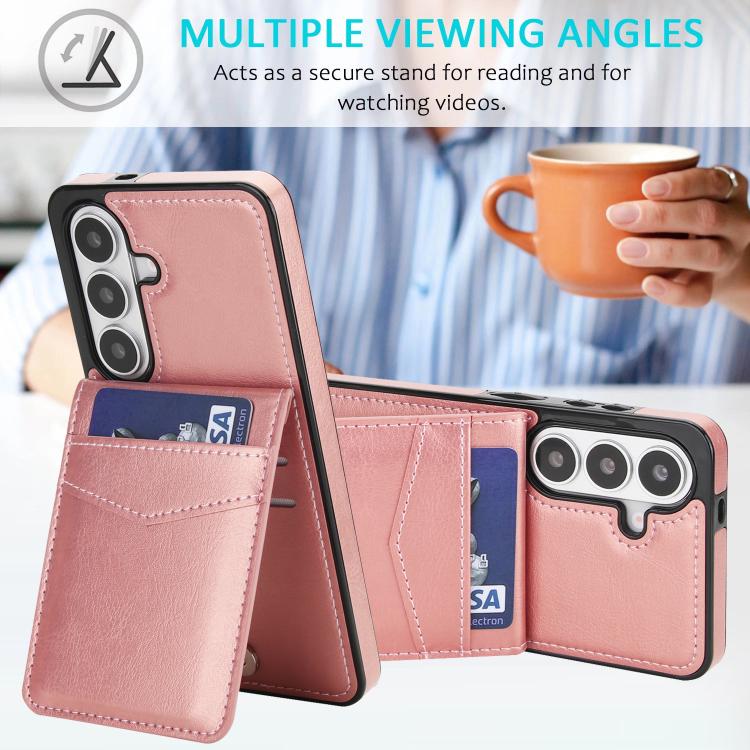 For Samsung Galaxy S26 5G Solid Color Card Slots Bracket PU Phone Case