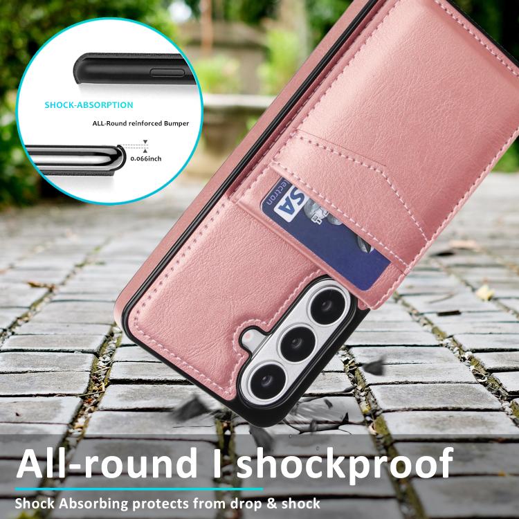 For Samsung Galaxy S26 5G Solid Color Card Slots Bracket PU Phone Case