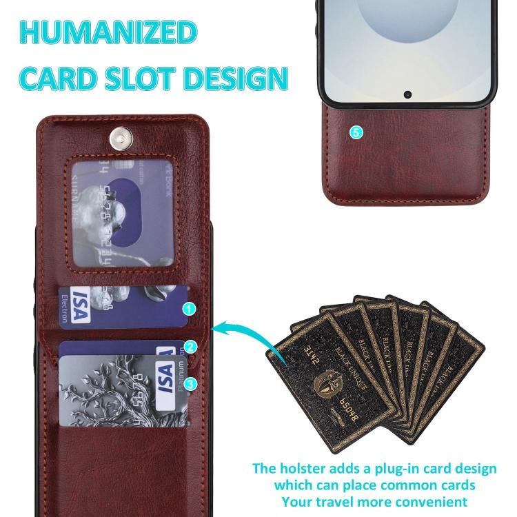 For Samsung Galaxy S26 5G Solid Color Card Slots Bracket PU Phone Case