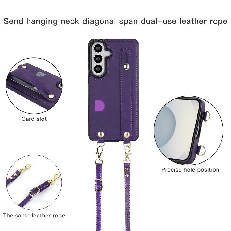 For Samsung Galaxy S26 5G Cross-body Wristband Holder Square Phone Case