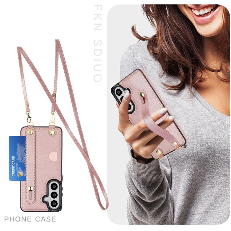 For Samsung Galaxy S26 5G Cross-body Wristband Holder Square Phone Case