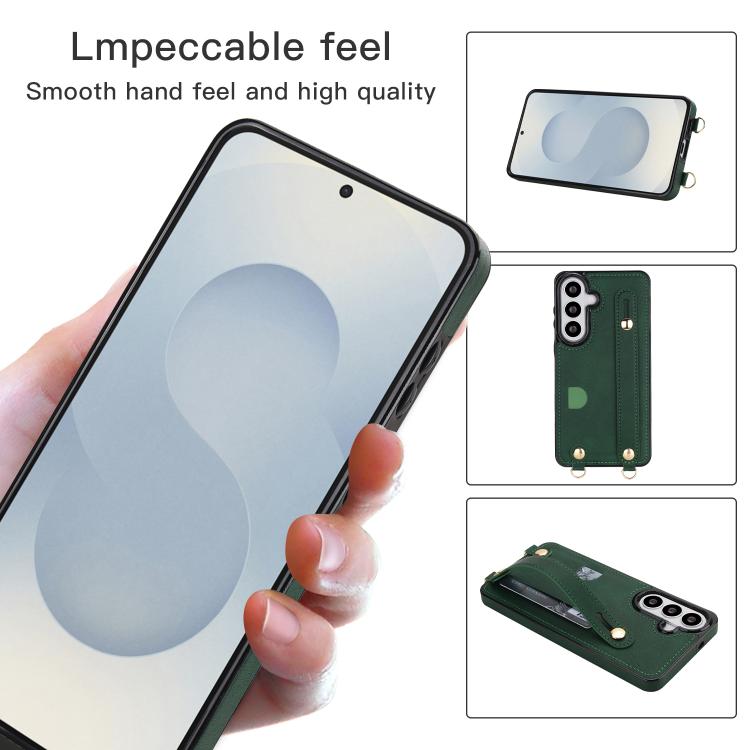 For Samsung Galaxy S26 5G Cross-body Wristband Holder Square Phone Case