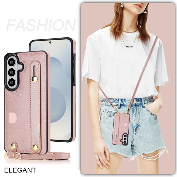 For Samsung Galaxy S26 5G Cross-body Wristband Holder Square Phone Case