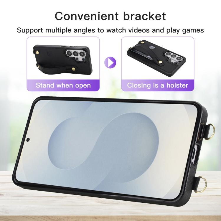 For Samsung Galaxy S26 Ultra 5G Cross-body Wristband Holder Square Phone Case