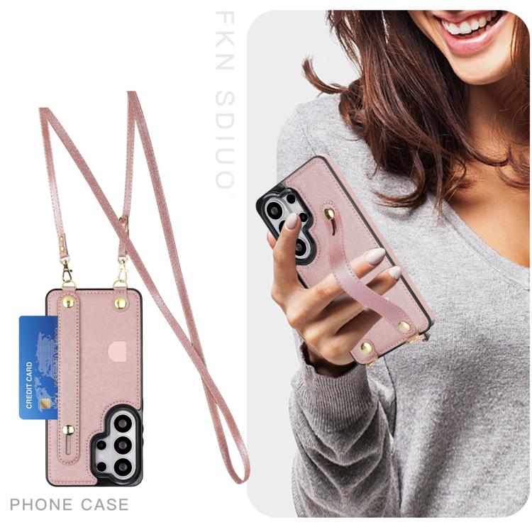 For Samsung Galaxy S26 Ultra 5G Cross-body Wristband Holder Square Phone Case