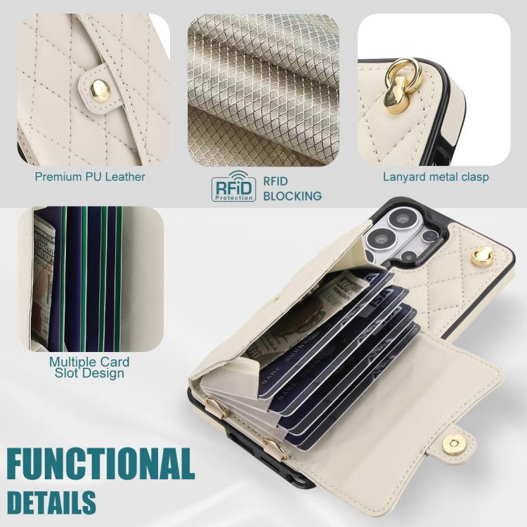 For Samsung Galaxy S26 Ultra 5G Crossbody Rhombic Horizontal Wallet Leather Phone Case