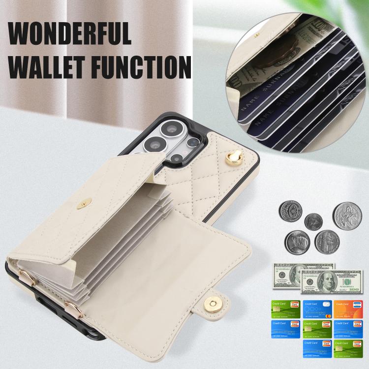 For Samsung Galaxy S26 Ultra 5G Crossbody Rhombic Horizontal Wallet Leather Phone Case