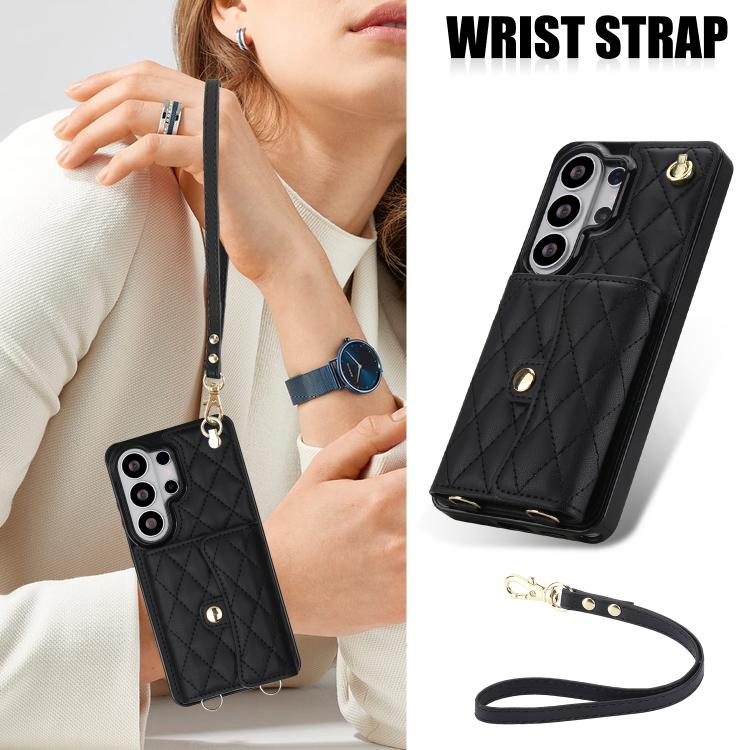 For Samsung Galaxy S26 Ultra 5G Crossbody Rhombic Horizontal Wallet Leather Phone Case