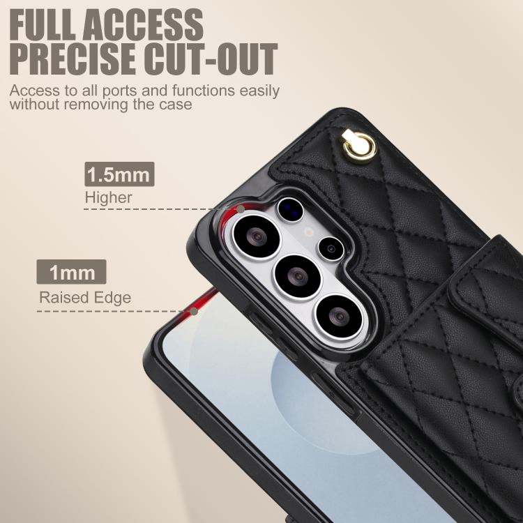For Samsung Galaxy S26 Ultra 5G Crossbody Rhombic Horizontal Wallet Leather Phone Case