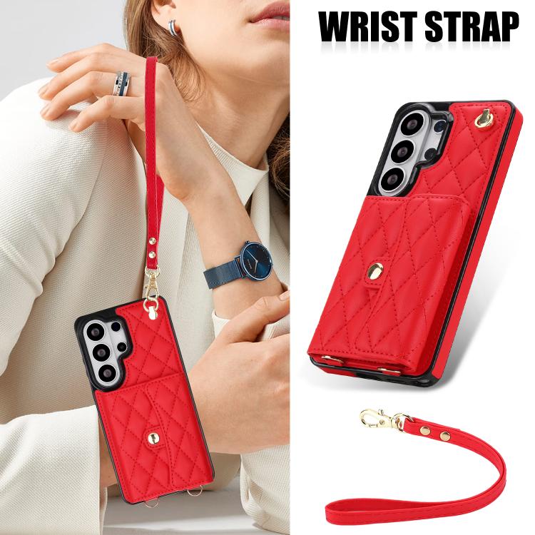 For Samsung Galaxy S26 Ultra 5G Crossbody Rhombic Horizontal Wallet Leather Phone Case