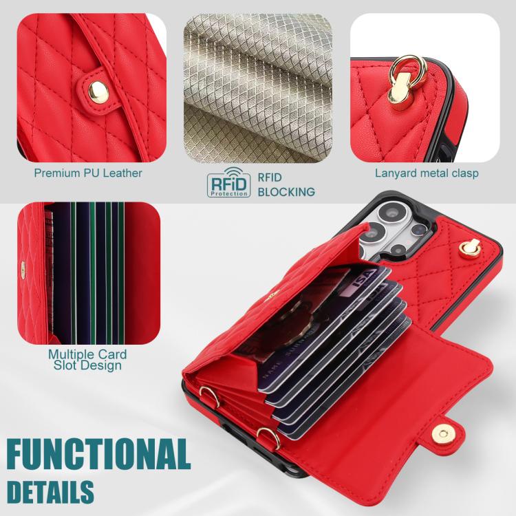 For Samsung Galaxy S26 Ultra 5G Crossbody Rhombic Horizontal Wallet Leather Phone Case