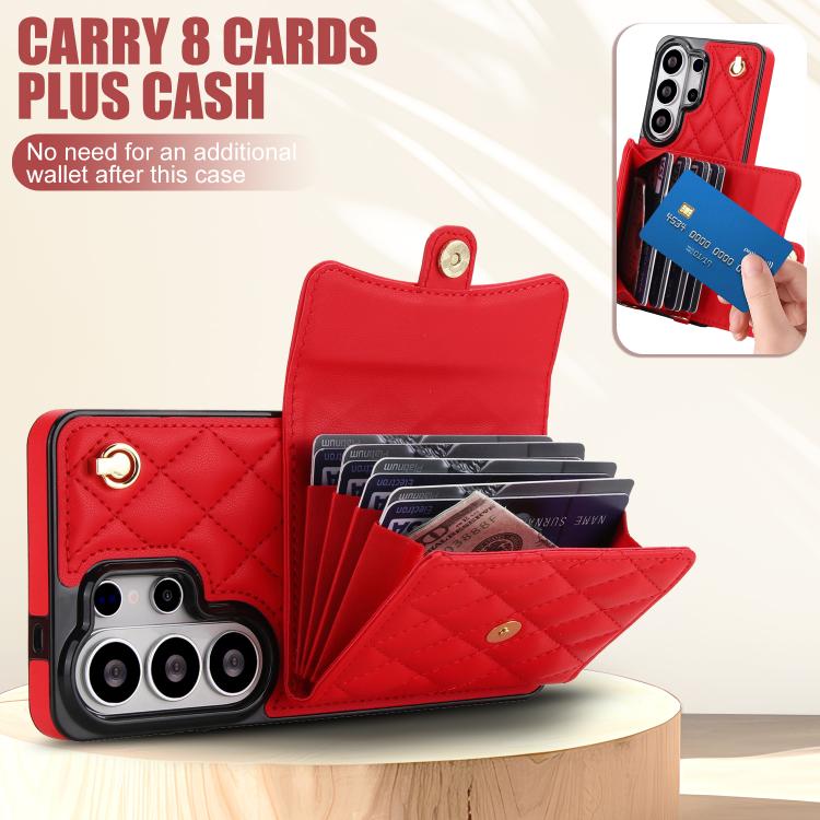 For Samsung Galaxy S26 Ultra 5G Crossbody Rhombic Horizontal Wallet Leather Phone Case