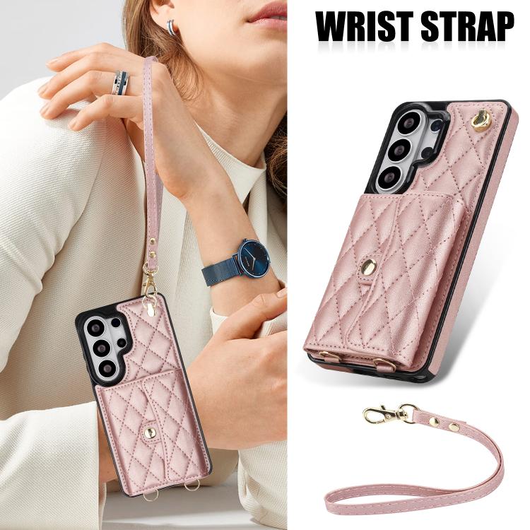 For Samsung Galaxy S26 Ultra 5G Crossbody Rhombic Horizontal Wallet Leather Phone Case