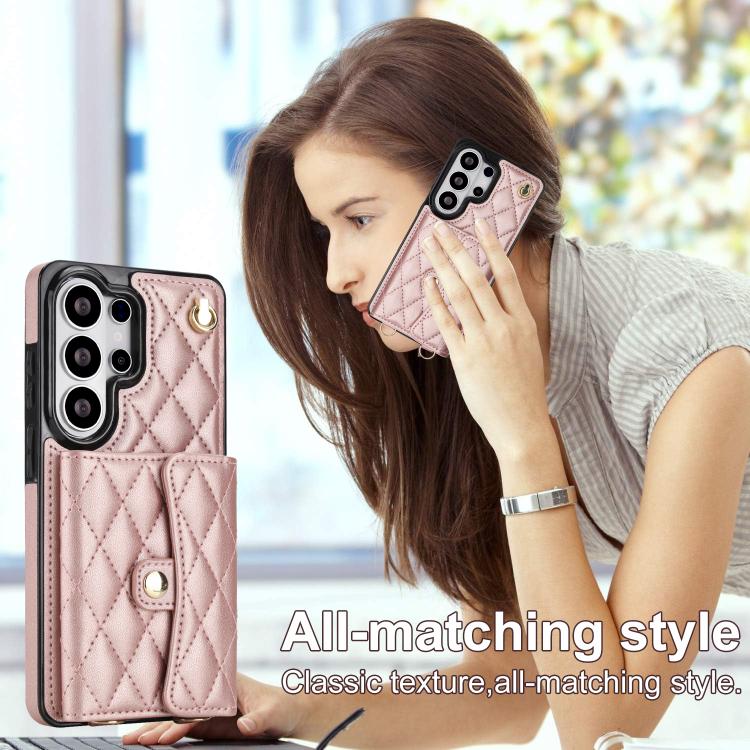 For Samsung Galaxy S26 Ultra 5G Crossbody Rhombic Horizontal Wallet Leather Phone Case