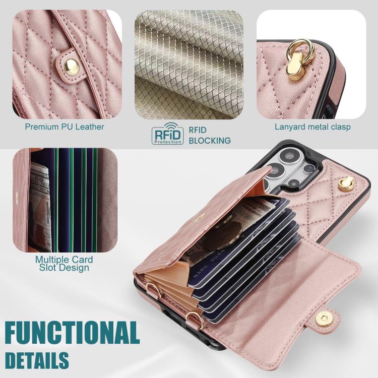 For Samsung Galaxy S26 Ultra 5G Crossbody Rhombic Horizontal Wallet Leather Phone Case