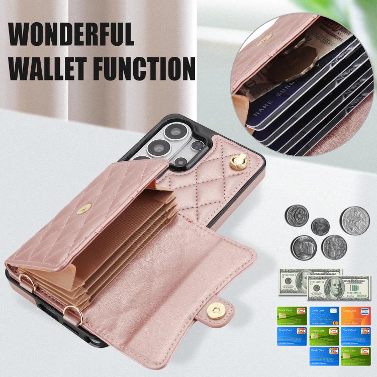 For Samsung Galaxy S26 Ultra 5G Crossbody Rhombic Horizontal Wallet Leather Phone Case