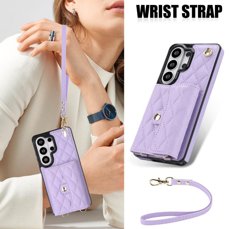 For Samsung Galaxy S26 Ultra 5G Crossbody Rhombic Horizontal Wallet Leather Phone Case