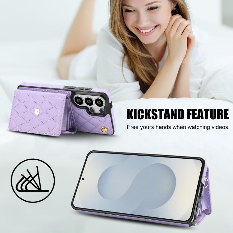 For Samsung Galaxy S26 Ultra 5G Crossbody Rhombic Horizontal Wallet Leather Phone Case