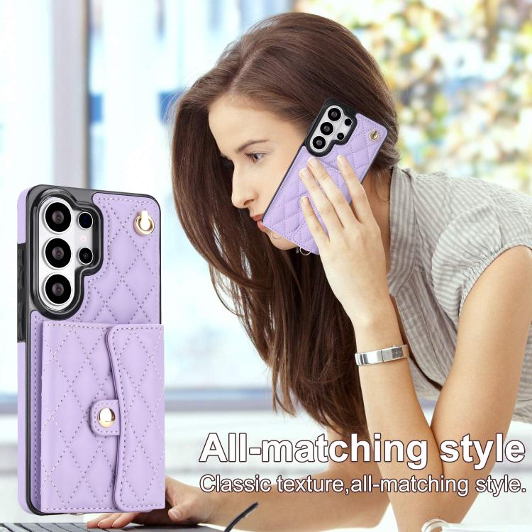 For Samsung Galaxy S26 Ultra 5G Crossbody Rhombic Horizontal Wallet Leather Phone Case