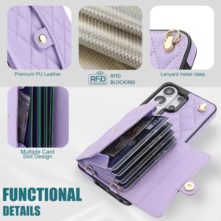 For Samsung Galaxy S26 Ultra 5G Crossbody Rhombic Horizontal Wallet Leather Phone Case