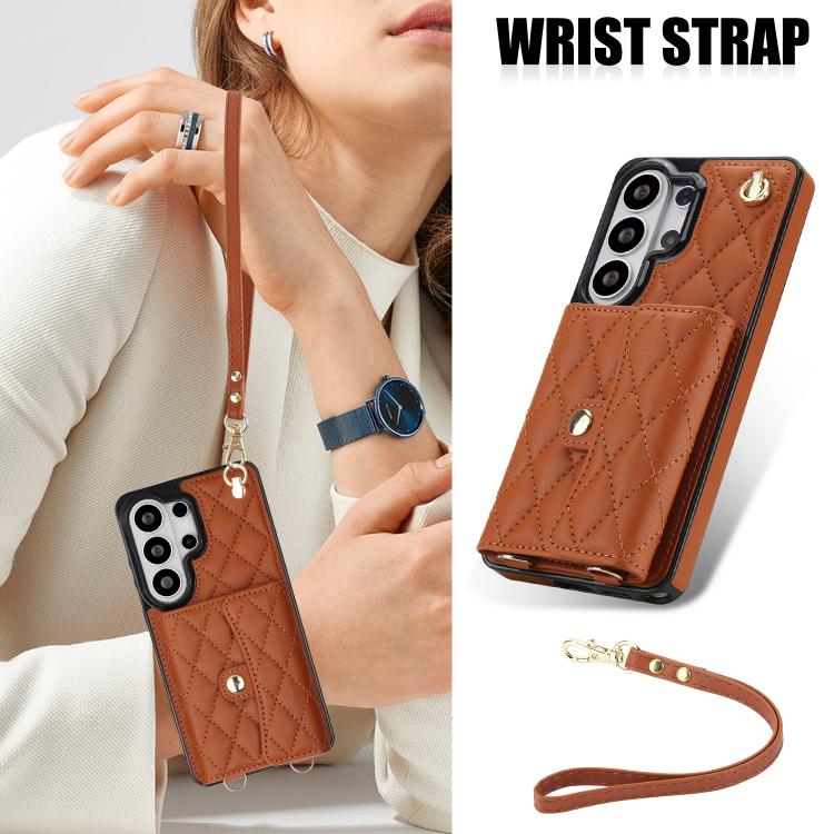 For Samsung Galaxy S26 Ultra 5G Crossbody Rhombic Horizontal Wallet Leather Phone Case