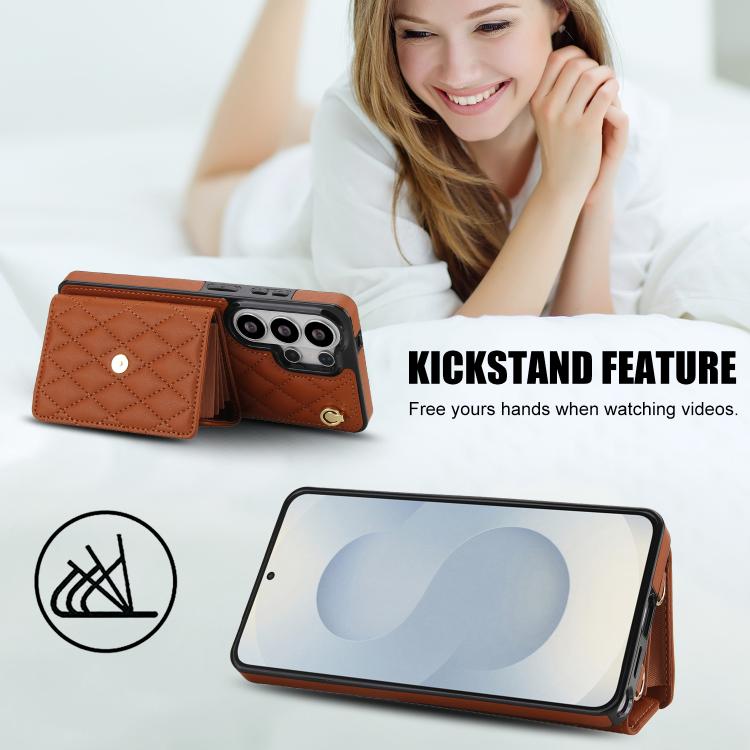 For Samsung Galaxy S26 Ultra 5G Crossbody Rhombic Horizontal Wallet Leather Phone Case