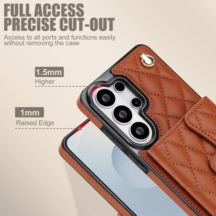 For Samsung Galaxy S26 Ultra 5G Crossbody Rhombic Horizontal Wallet Leather Phone Case