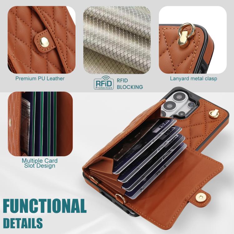 For Samsung Galaxy S26 Ultra 5G Crossbody Rhombic Horizontal Wallet Leather Phone Case